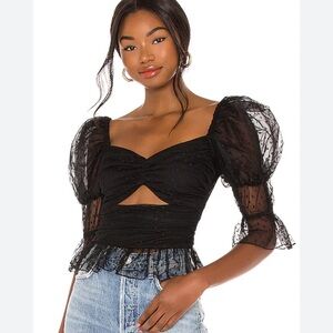 LPA Dolores Black Puff Sleeve Top